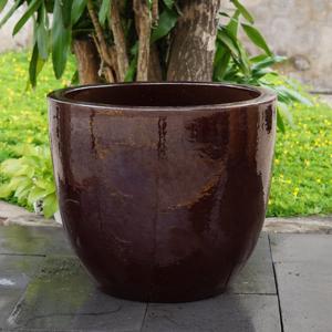 Glazed Egg Pot Planter - Brown